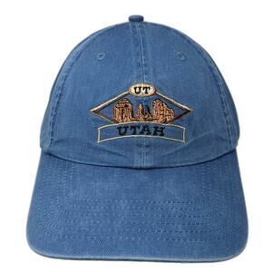 Utah Slideback Baseball Cap Blue OS Adjustable Headwear & Embroidered Royal